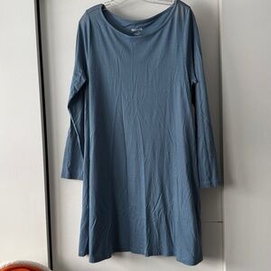 Wool& WoolAnd Rowena Merino Wool Swing Dress Long Sleeve Blue Women's Size L
